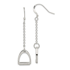 QE6940 Sterling Silver Polished Horse Stirrup Dangle Earrings