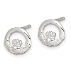 QE6942 Sterling Silver Polished Claddagh Post Earrings