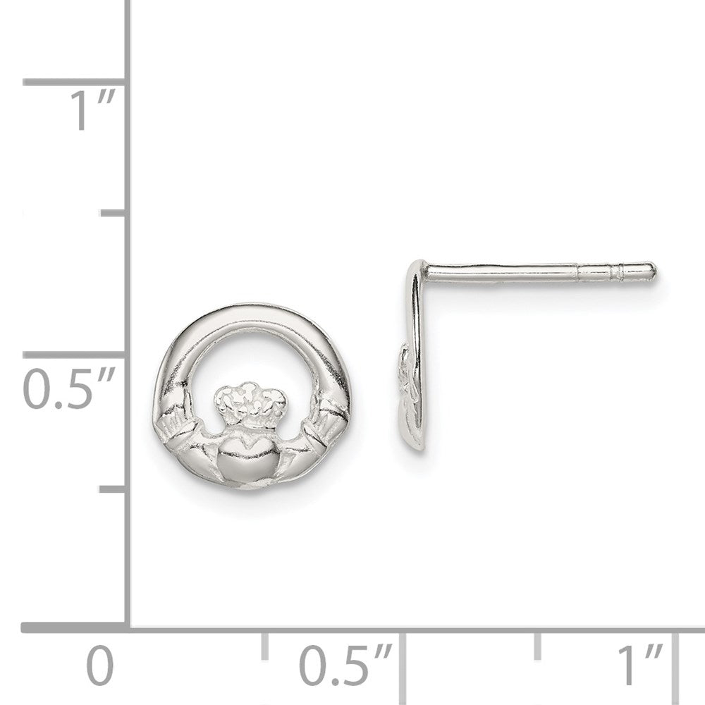 QE6942 Sterling Silver Polished Claddagh Post Earrings