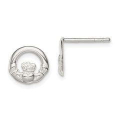 QE6942 Sterling Silver Polished Claddagh Post Earrings