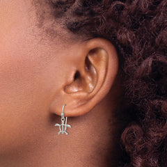 QE6952 Sterling Silver Polished Turtle Dangle Earrings