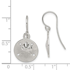 QE6958 Sterling Silver Polished and Textured Sand Dollar Dangle Earrings