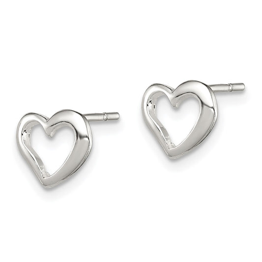 QE7044 Sterling Silver Polished Heart Post Earrings