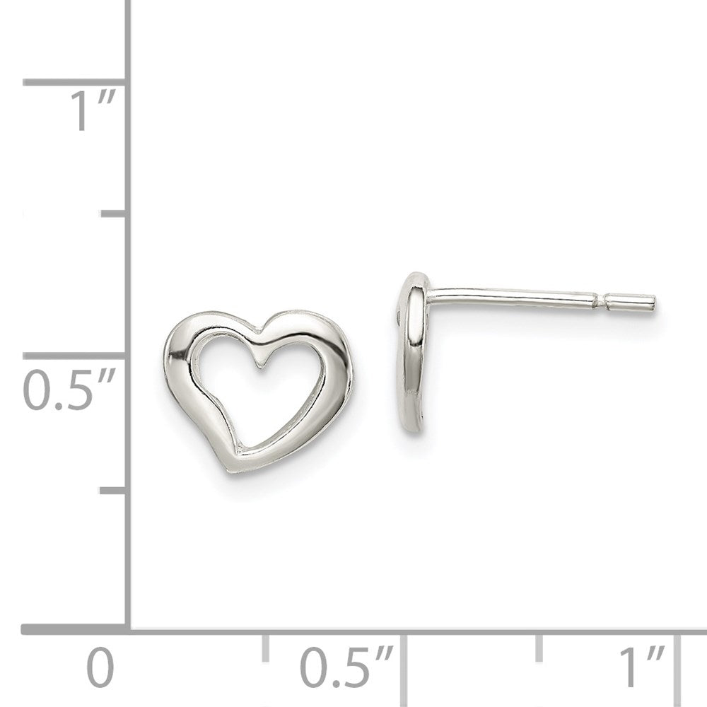 QE7044 Sterling Silver Polished Heart Post Earrings