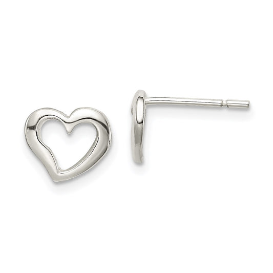 QE7044 Sterling Silver Polished Heart Post Earrings