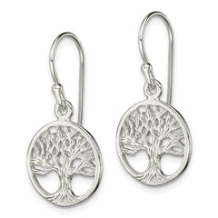 QE7074 Sterling Silver Polished Filigree Tree Dangle Earrings