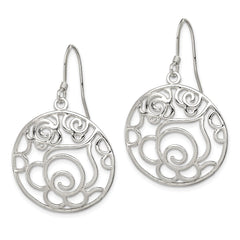 QE7082 Sterling Silver Polished Fancy Circle Dangle Earrings