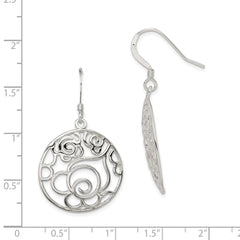 QE7082 Sterling Silver Polished Fancy Circle Dangle Earrings