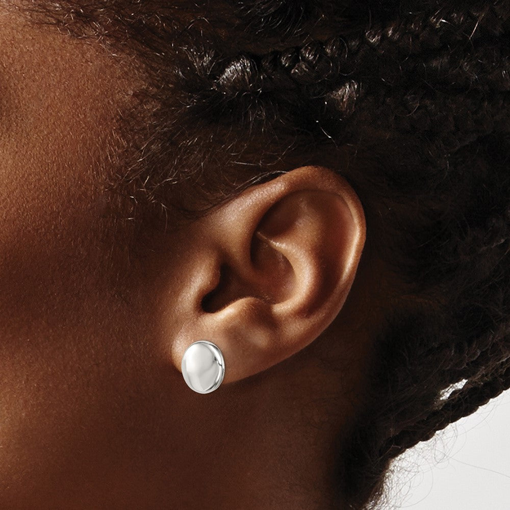QE7100 Sterling Silver Polished Button Post Earrings