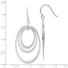 QE7202 Sterling Silver Polished Triple Oval Dangle Earrings