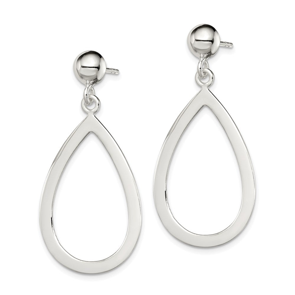 QE7208 Sterling Silver Polished Teardrop Post Dangle Earrings