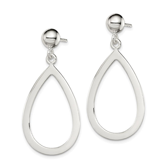 QE7208 Sterling Silver Polished Teardrop Post Dangle Earrings