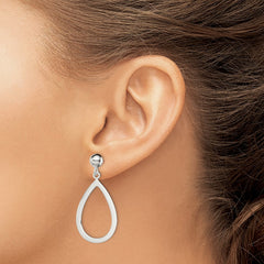 QE7208 Sterling Silver Polished Teardrop Post Dangle Earrings