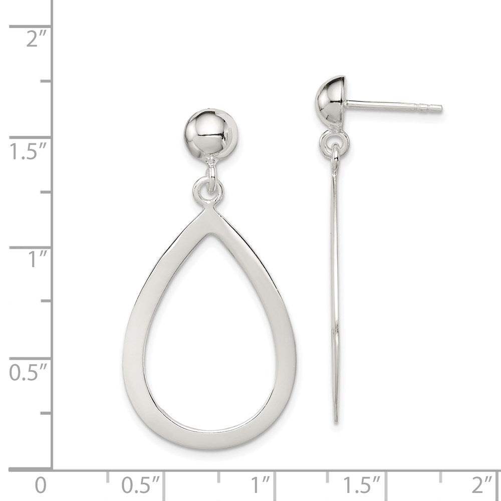 QE7208 Sterling Silver Polished Teardrop Post Dangle Earrings