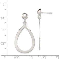 QE7208 Sterling Silver Polished Teardrop Post Dangle Earrings