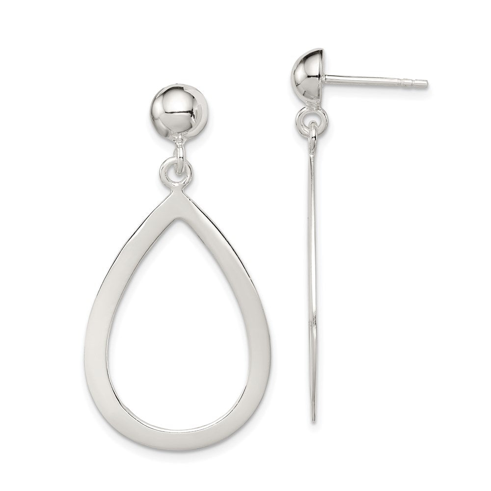 QE7208 Sterling Silver Polished Teardrop Post Dangle Earrings