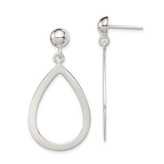 QE7208 Sterling Silver Polished Teardrop Post Dangle Earrings