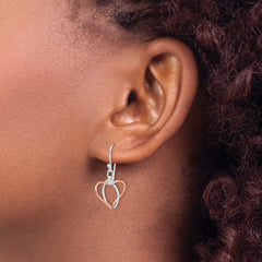 QE7233 Sterling Silver w/Rose Vermeil Heart Dangle Earrings