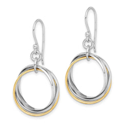 QE7236 Sterling Silver Rhodium & Gold-Plated Triple Circle Dangle Earrings