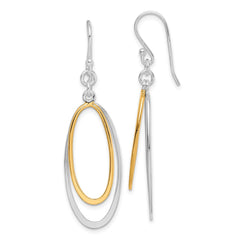 QE7237 Sterling Silver Rhodium-plated & Gold-tone Double Oval Dangle Earrings