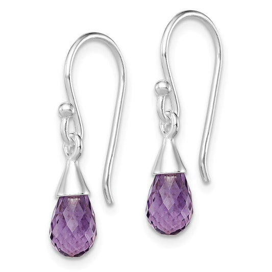 QE7410 Sterling Silver Amethyst Dangle Earrings