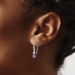 QE7410 Sterling Silver Amethyst Dangle Earrings