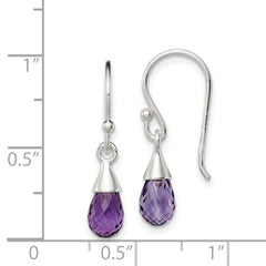 QE7410 Sterling Silver Amethyst Dangle Earrings