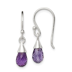 QE7410 Sterling Silver Amethyst Dangle Earrings