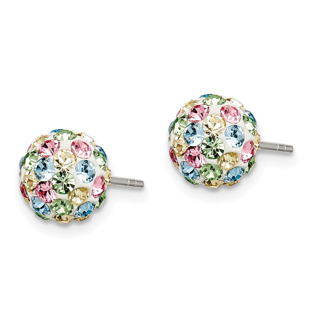 QE7447 Sterling Silver Rhod-pltd Multicolor Preciosa Crystal 7mm Post Earrings