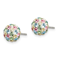 QE7447 Sterling Silver Rhod-pltd Multicolor Preciosa Crystal 7mm Post Earrings