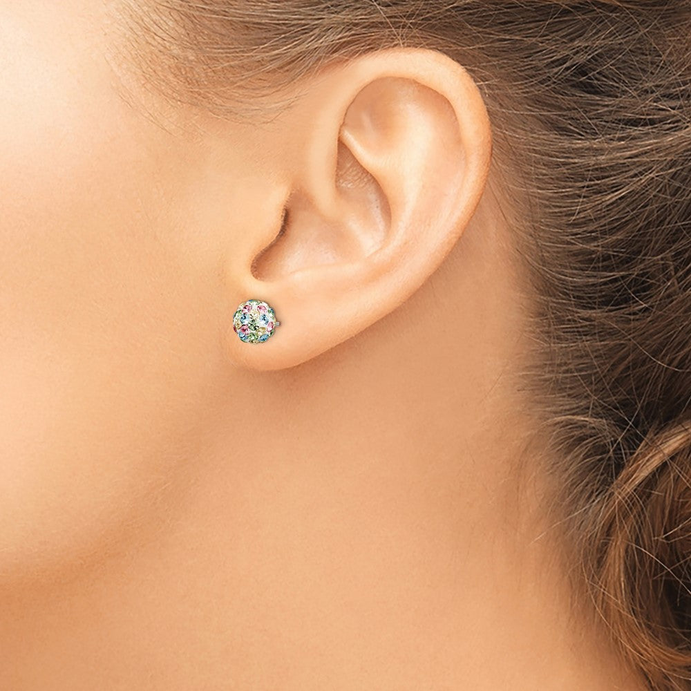 QE7447 Sterling Silver Rhod-pltd Multicolor Preciosa Crystal 7mm Post Earrings