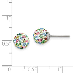 QE7447 Sterling Silver Rhod-pltd Multicolor Preciosa Crystal 7mm Post Earrings