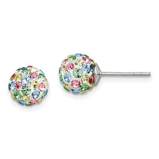 QE7447 Sterling Silver Rhod-pltd Multicolor Preciosa Crystal 7mm Post Earrings