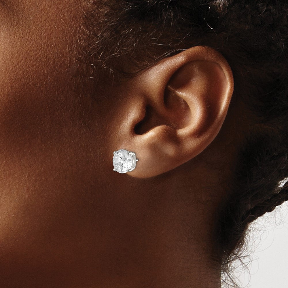 QE7472 Sterling Silver 9mm Round Basket Set CZ Stud Earrings