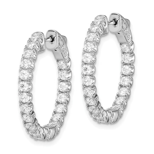 QE7570 Sterling Shimmer Sterling Silver Rhodium-plated 40 Stone 2.25mm CZ In and Out Round Hinged Hoop Earrings
