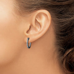 QE7575B Sterling Shimmer Black Rhodium-plated 32 Stone 2.0mm CZ In and Out Round Hinged Hoop Earrings