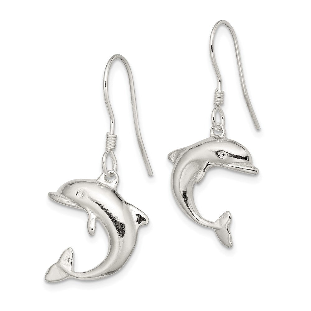 QE76 Sterling Silver Dolphin Earrings