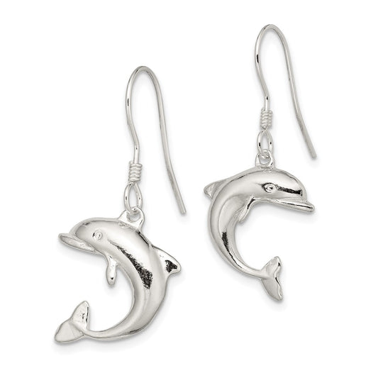 QE76 Sterling Silver Dolphin Earrings