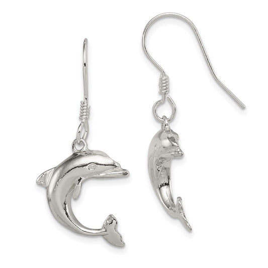 QE76 Sterling Silver Dolphin Earrings