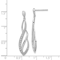 QE7816 Sterling Silver Rhodium Diam. Dangle Post Earrings