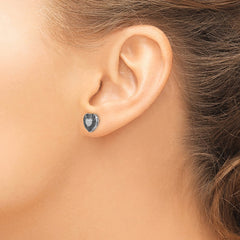 QE7871 White Night Sterling Silver Rhodium-plated Black and White Diamond Heart Post Earrings