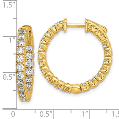QE7958Y Sterling Shimmer Sterling Silver Gold-tone Flash Gold-plated 2.5mm CZ 38 Stone In and Out Hinged Hoop Earrings