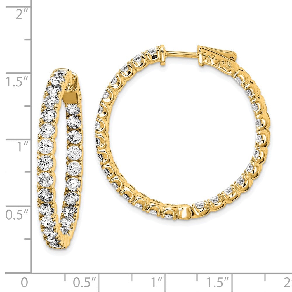 QE7963Y Sterling Shimmer Sterling Silver Gold-tone Flash Gold-plated 3mm CZ 52 Stone In and Out Hinged Hoop Earrings