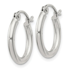QE797SP Sterling Silver 2mm Round Hoop Earrings
