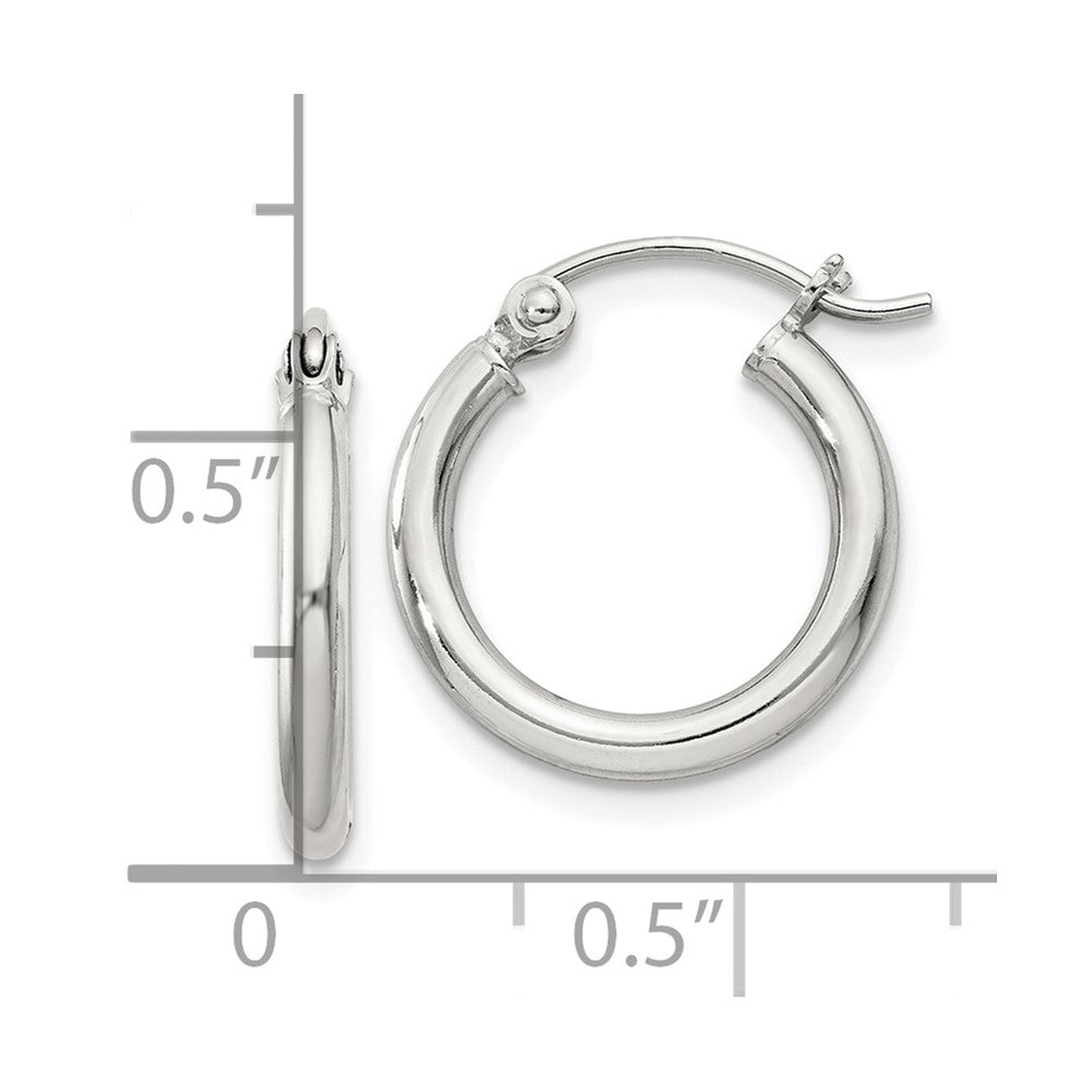 QE797SP Sterling Silver 2mm Round Hoop Earrings