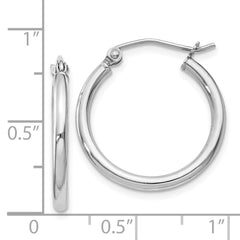QE798 Sterling Silver Rhodium-plated 2mm Round Hoop Earrings