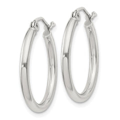 QE798SP Sterling Silver 2mm Round Hoop Earrings