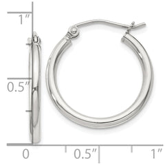QE798SP Sterling Silver 2mm Round Hoop Earrings