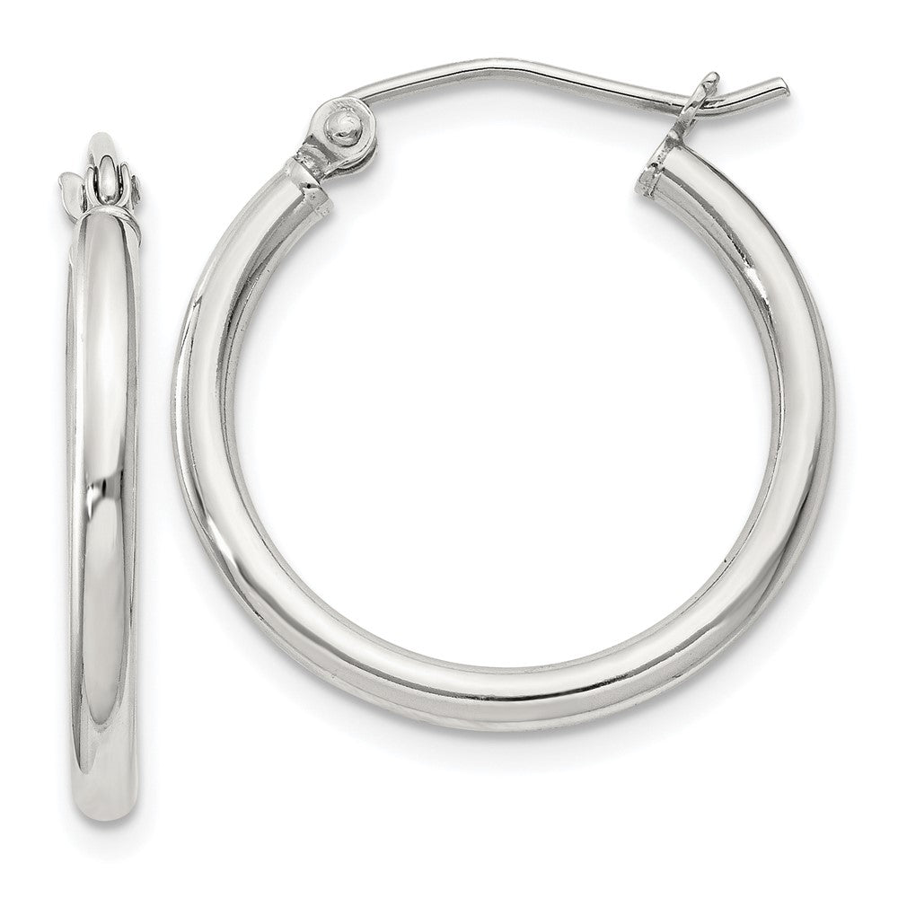 QE798SP Sterling Silver 2mm Round Hoop Earrings