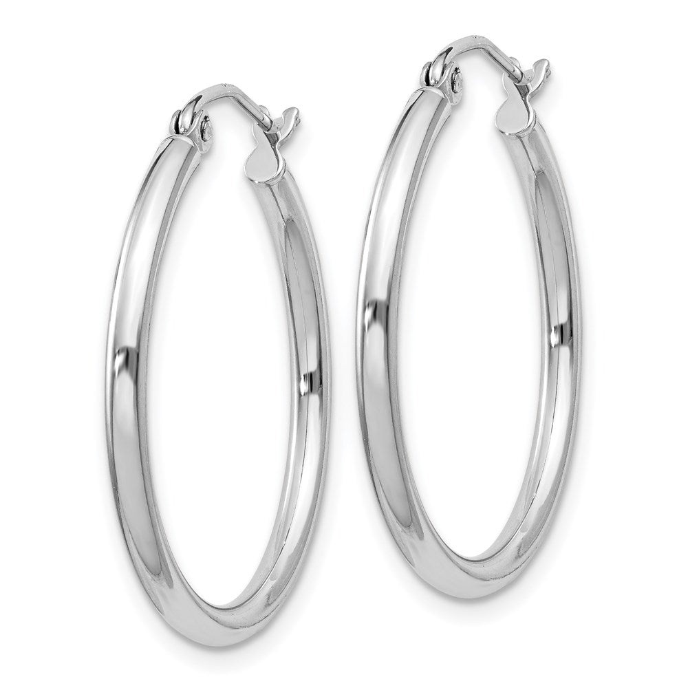QE800 Sterling Silver Rhodium-plated 2mm Round Hoop Earrings